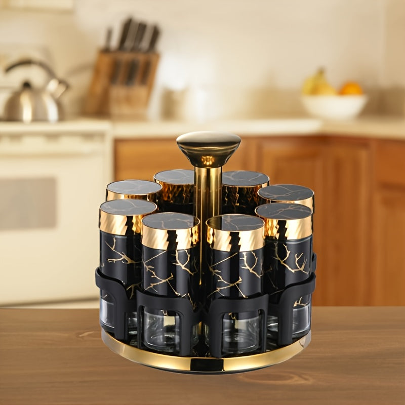 Clear Glass Rotating Multi-Hole Spice Jar Set (8-Piece)