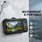 Water-Resistant 360° Rotating Shower Speaker & Phone Holder (Fits 4–6.8" Phones)