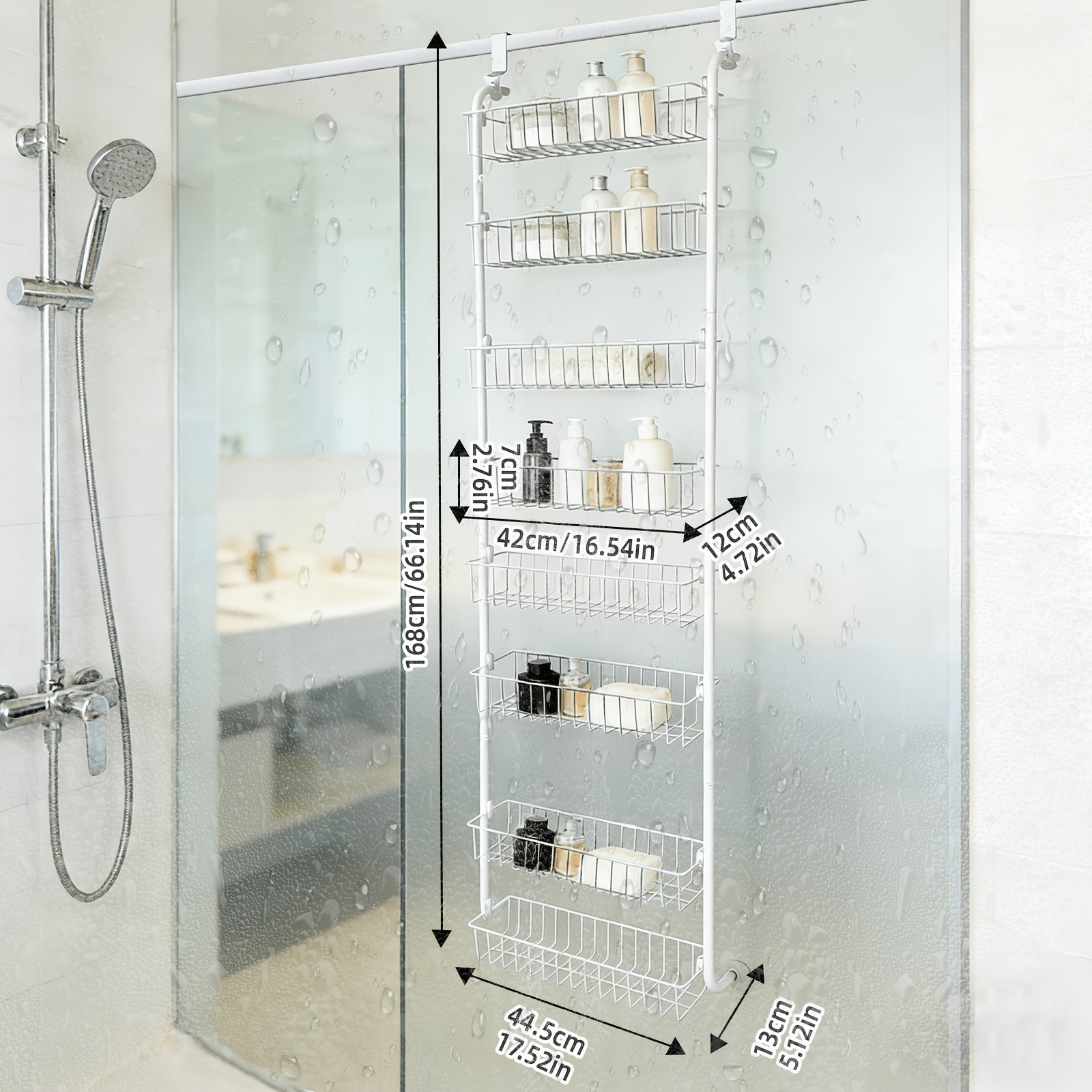 Heavy-Duty Wrought Iron Over-Door Shower Caddy (Multi-Tier)