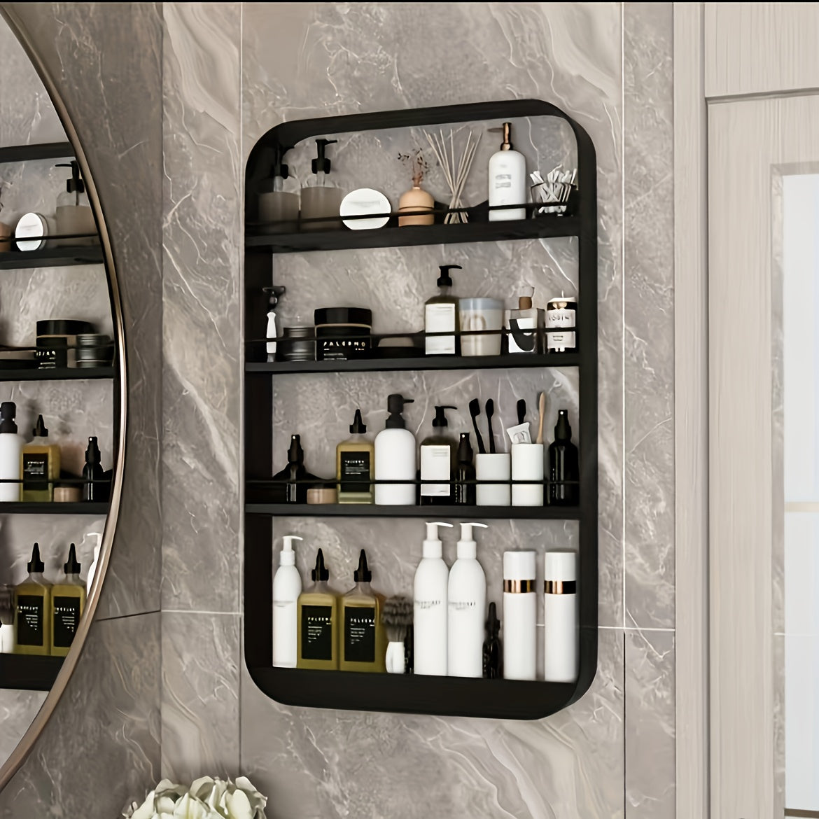 Durable Cast Iron & Plastic Wall-Mounted Bathroom Shelf (2 or 3 Layers)