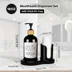 Refillable Freestanding Mouthwash Dispenser (16 Oz, Cup Holder)