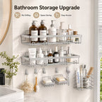 No-Drill Rustproof Stainless Steel Shower Caddy Set (5-Piece)