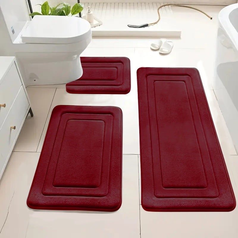 Ultra Absorbent & Non-Slip Polyester Bath Mat Set (Set of 3)