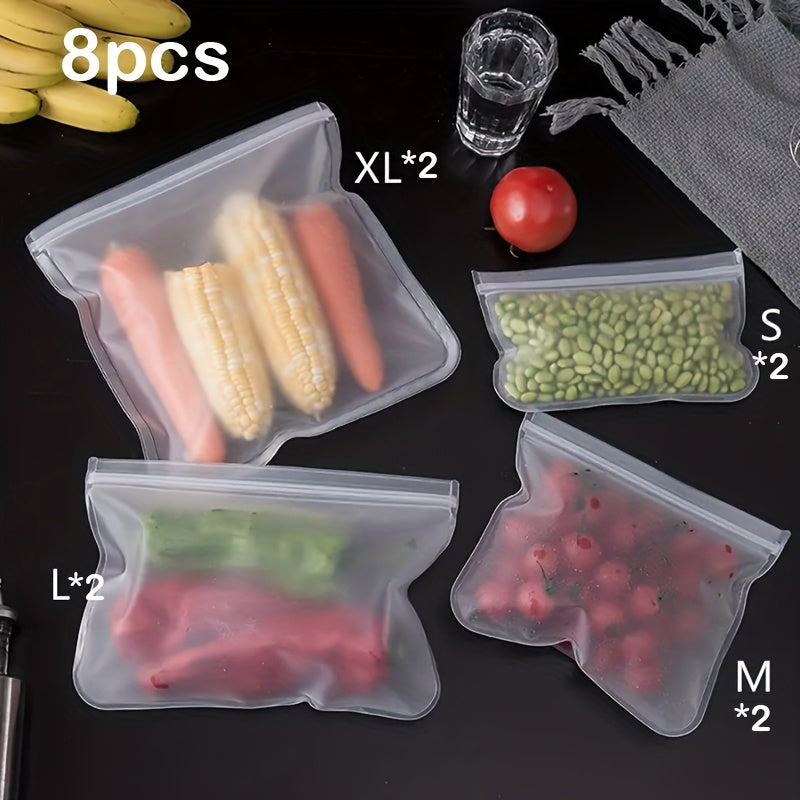 Reusable Self-Sealing Silicone Food Storage Bags (Set of 8)