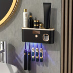 Wall-Mounted USB-Rechargeable Automatic Toothpaste Dispenser & Toothbrush Organizer (5-Slot)