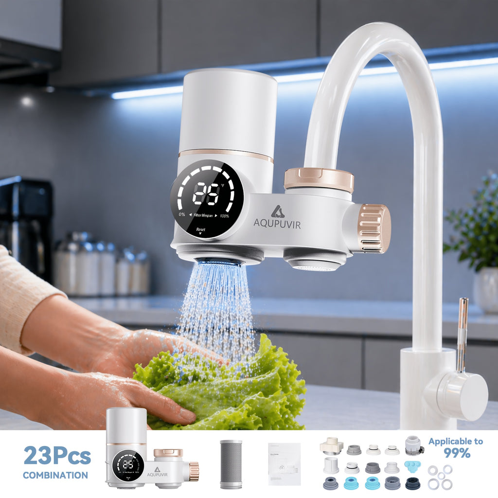 Dual-Head Switch & Digital Display Faucet Water Filter (264-Gallon Life)