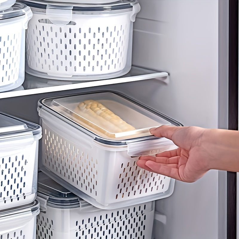Square Reusable Food Storage Containers With Drain Baskets (Set of 6)