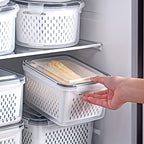 Square Reusable Food Storage Containers With Drain Baskets (Set of 6)