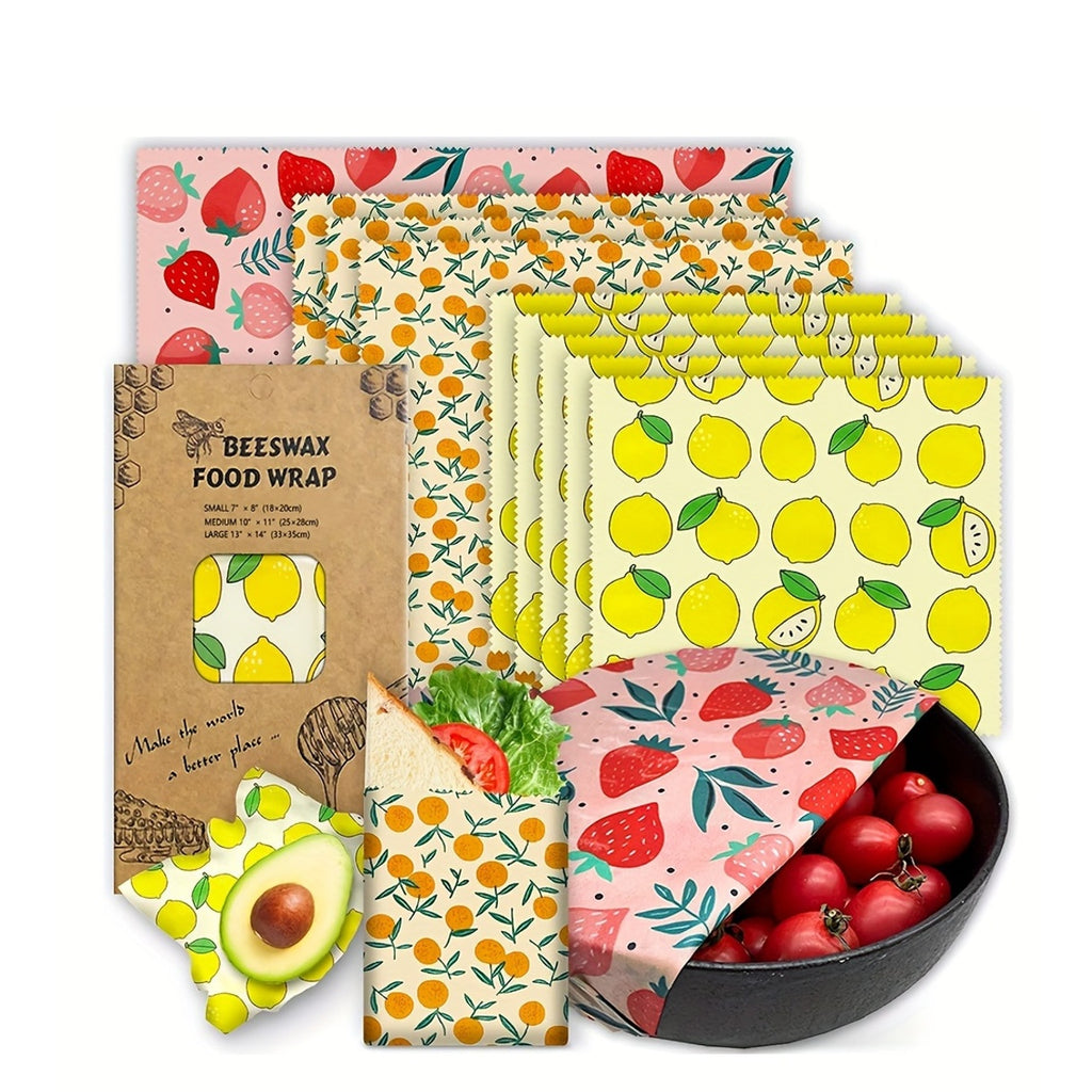 Reusable Non-Toxic Beeswax Food Wraps (9-Piece Set)