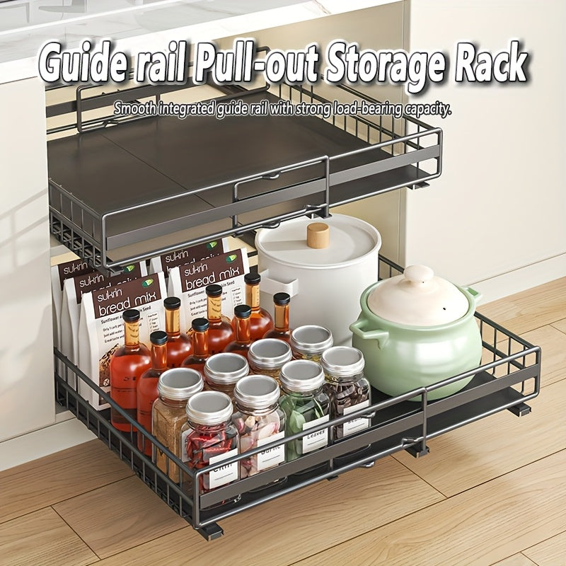 Smooth-Glide Heavy-Duty Metal Pull-Out Cabinet Rack (8-Tier)