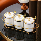 Compact 3-Canister Seasoning Set (With Rack & Spoons)