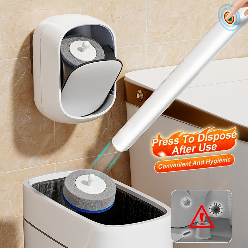 Hygienic Auto-Open/Close Wall-Mounted Toilet Brush Set (6 Replaceable Heads)