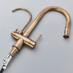 Brushed Brass 3-in-1 Pull-Out Kitchen Faucet (Single-Hole)