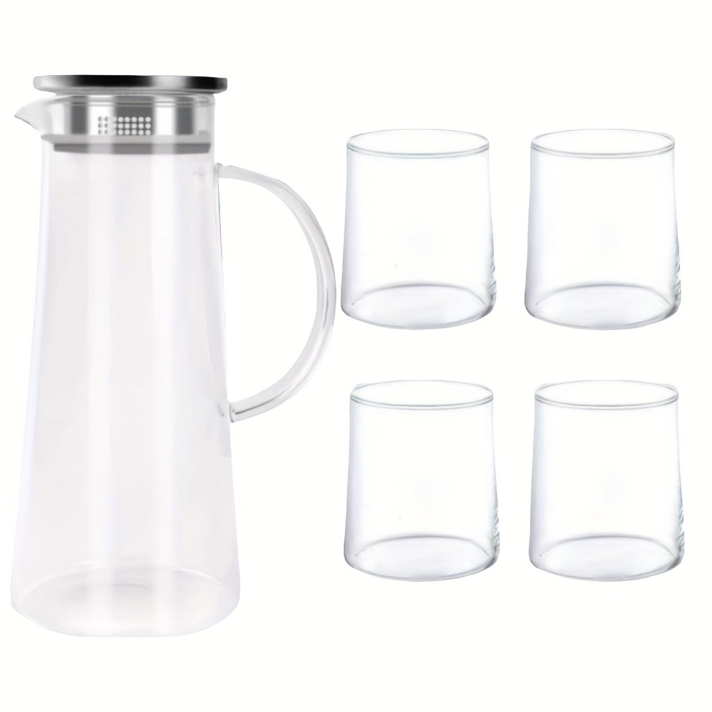 Heat-Resistant Borosilicate Glass Jug & Cup Set (Set of 5 or 7)