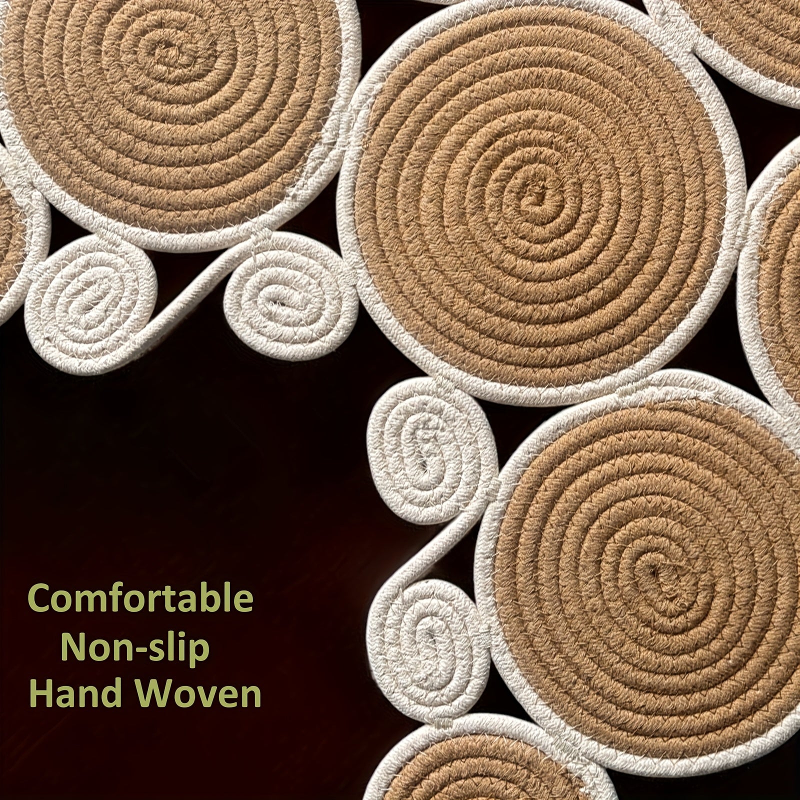Handwoven Linen Non-Slip Toilet Rug & Bath Mat Set (Set of 2)