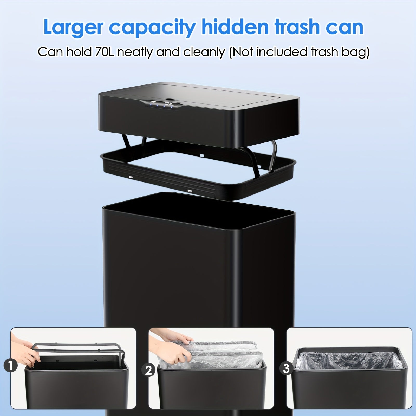 Touchless Soft-Close Stainless Steel Trash Can (18.5 Gal)