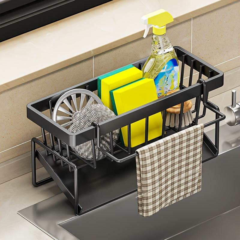 Heavy-Duty No-Drill Metal Sink Organizer (With Towel Rack)