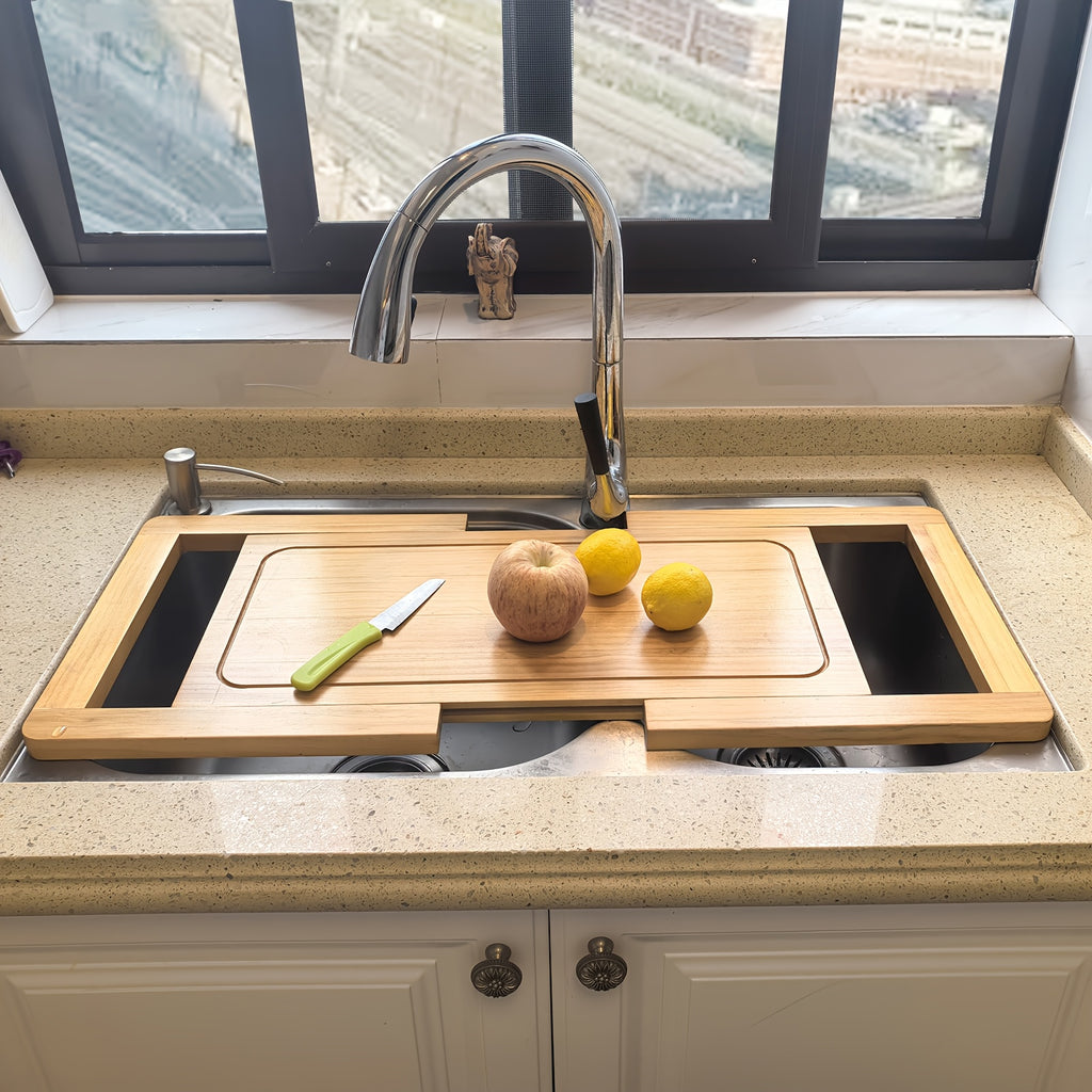 Adjustable Double-Sided Wooden Cutting Board (Juice Groove)