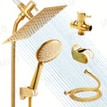 All-Metal Gold Rainfall & Handheld Shower Set (3-Way Diverter)