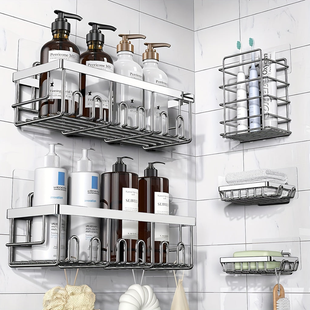 Rustproof 316 Stainless Steel No-Drill Shower Caddy (Set of 5)