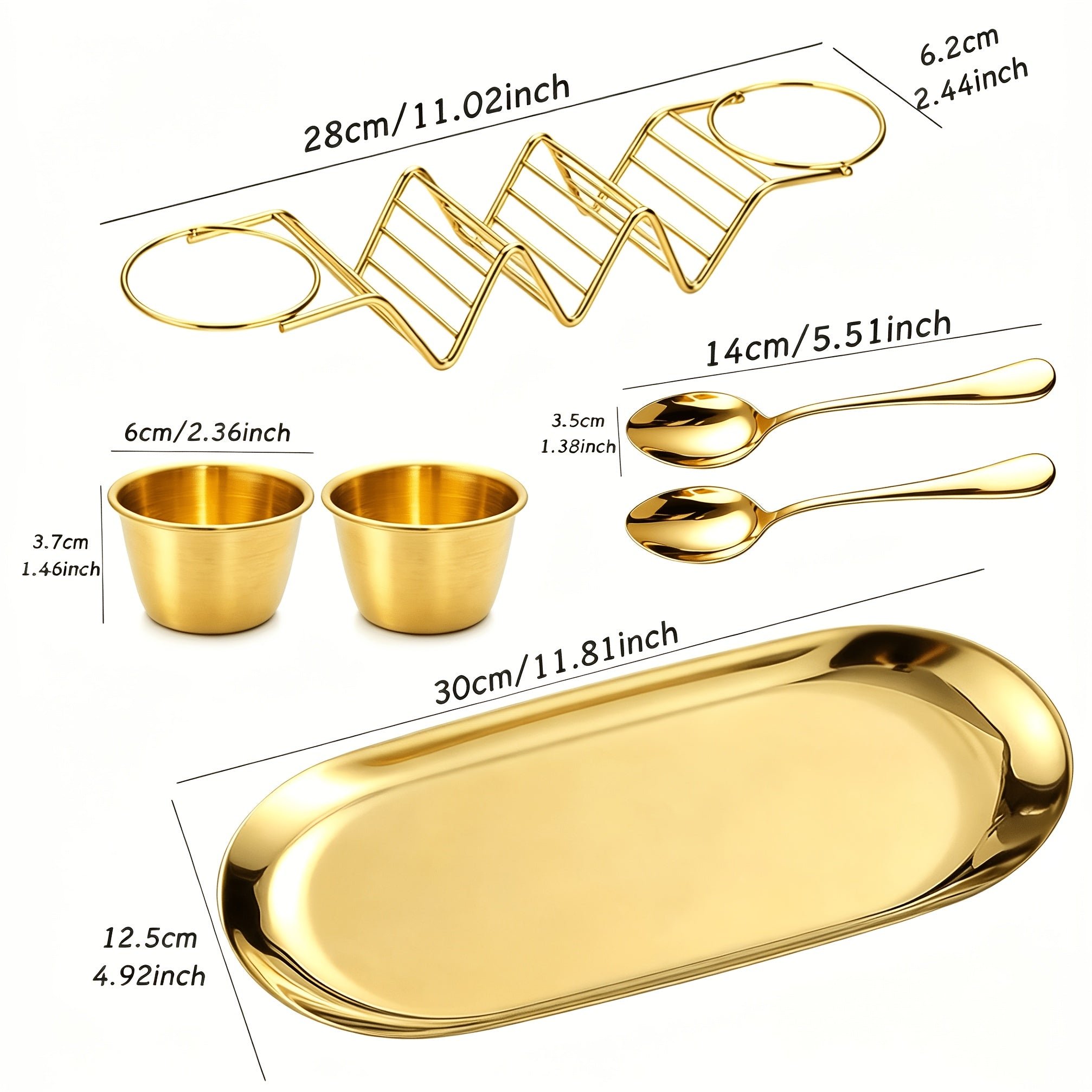 Gold 410 Stainless Steel Taco Serving Set (6-Piece)