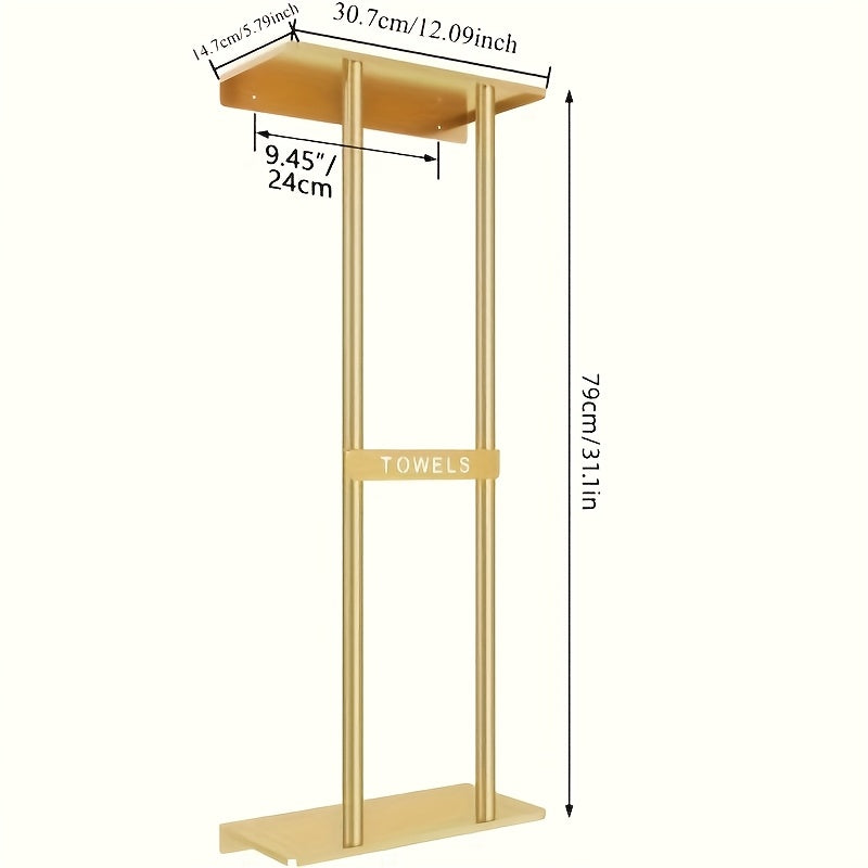 Space-Saving Golden Iron Wall-Mounted Towel Rack (Holds 6 Towels)
