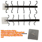 Stainless Steel No-Punch Cup Hook Rack (12-Hook Double-Row)