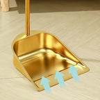 Gold-Finish Stainless Steel Standing Broom & Dustpan Set