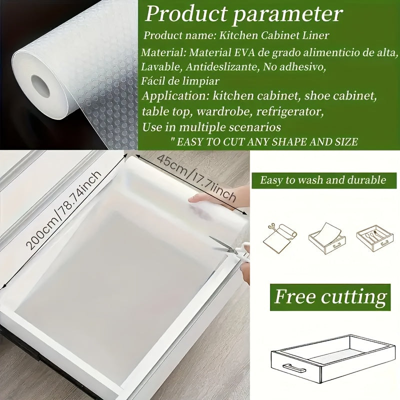 Transparent Non-Adhesive Anti-Slip Cabinet Shelf Liner (23.6 x 78.7 in Roll)