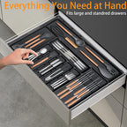 Expandable Tension-Mount Silverware Organizer (Removable Knife Blocks)