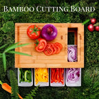 Bamboo Cutting Board With Container & Removable Grater