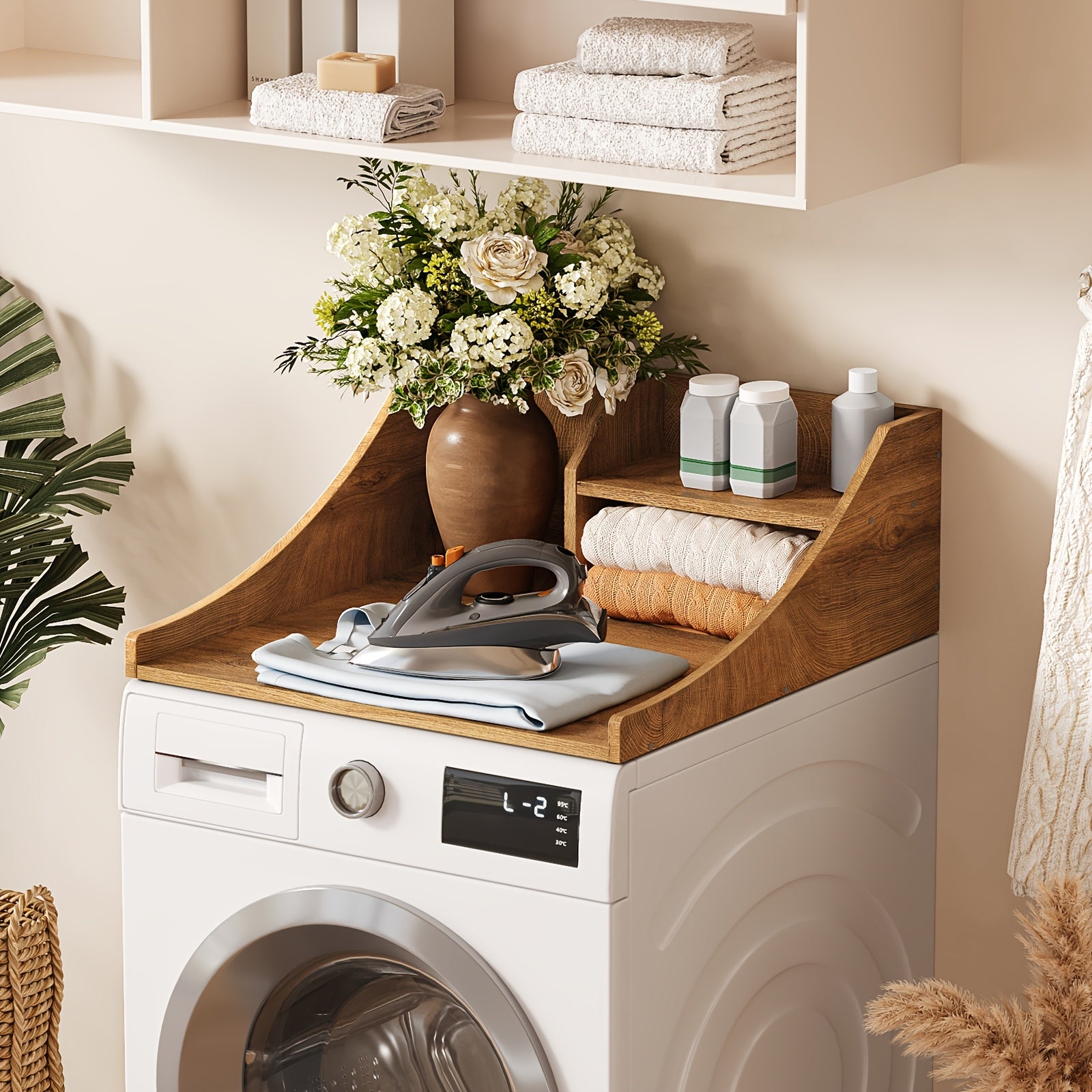 Space-Saving 29-Inch Wooden Laundry Shelf