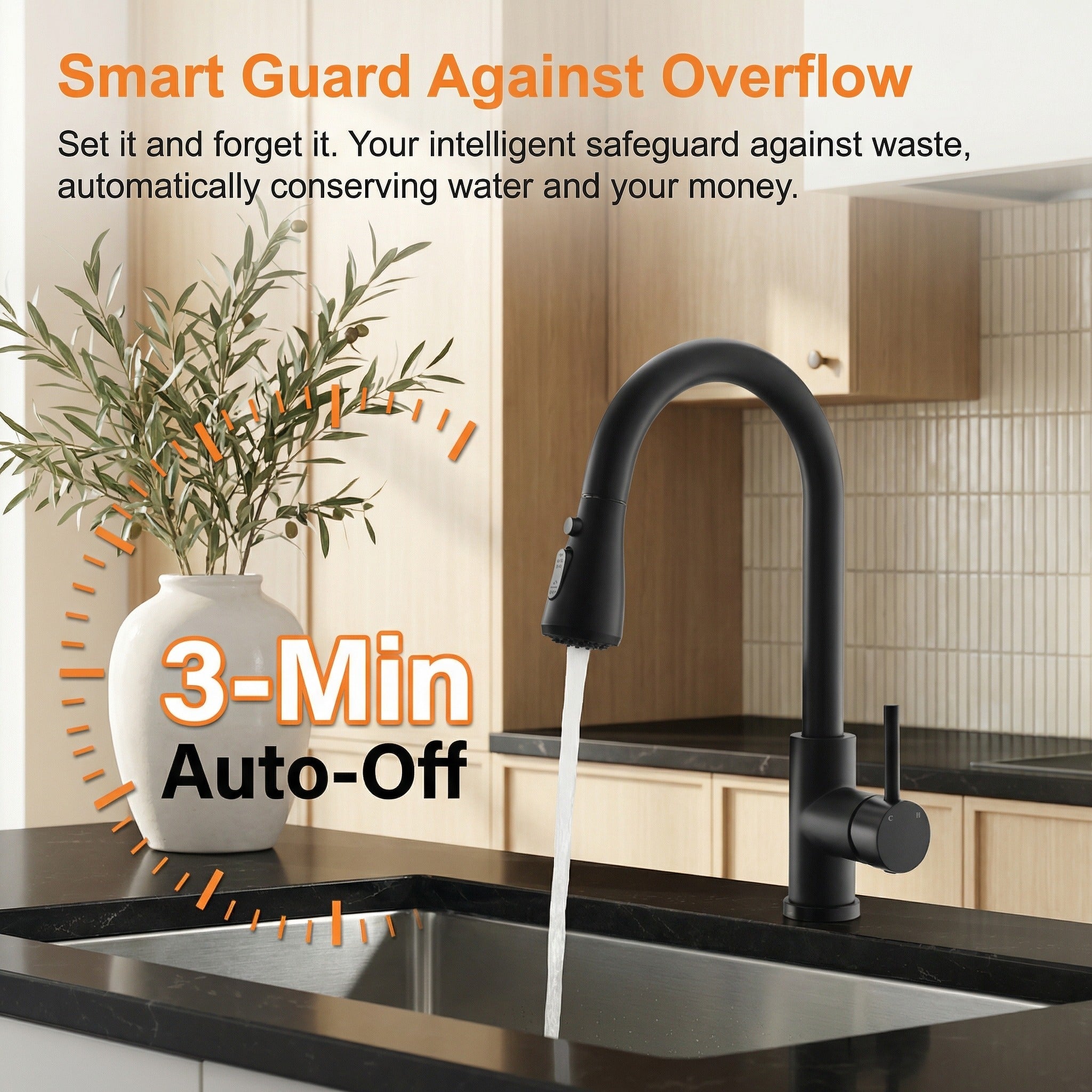 Touchless Motion Sensor Brushed Stainless Pull-Down Kitchen Faucet (Battery Powered)