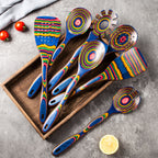 Pakkawood Blue-Handled Food-Safe Utensil Set (7-Piece)