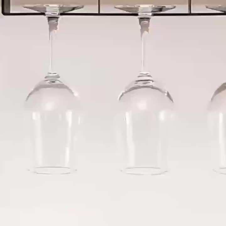 No-Drill Space-Saving Under-Cabinet Wine Glass Rack