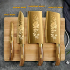 Titanium-Coated Alloy Steel Knife Set (7-Piece, Block & Sharpener)