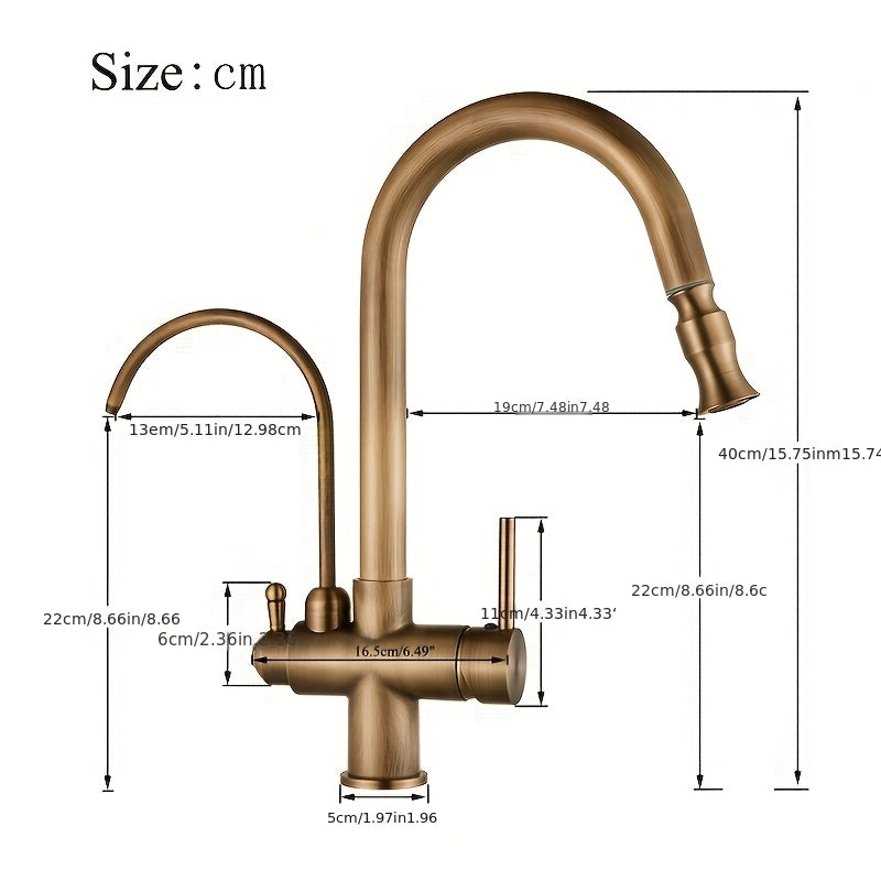 Brushed Brass 3-in-1 Pull-Out Kitchen Faucet (Single-Hole)