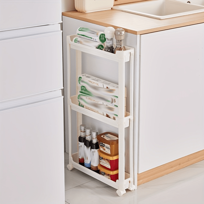 Slim Narrow-Slot Rolling Storage Cart (3–4 Tiers)