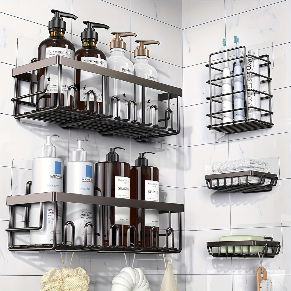No-Drill Rustproof Stainless Steel Shower Caddy Set (5-Piece)
