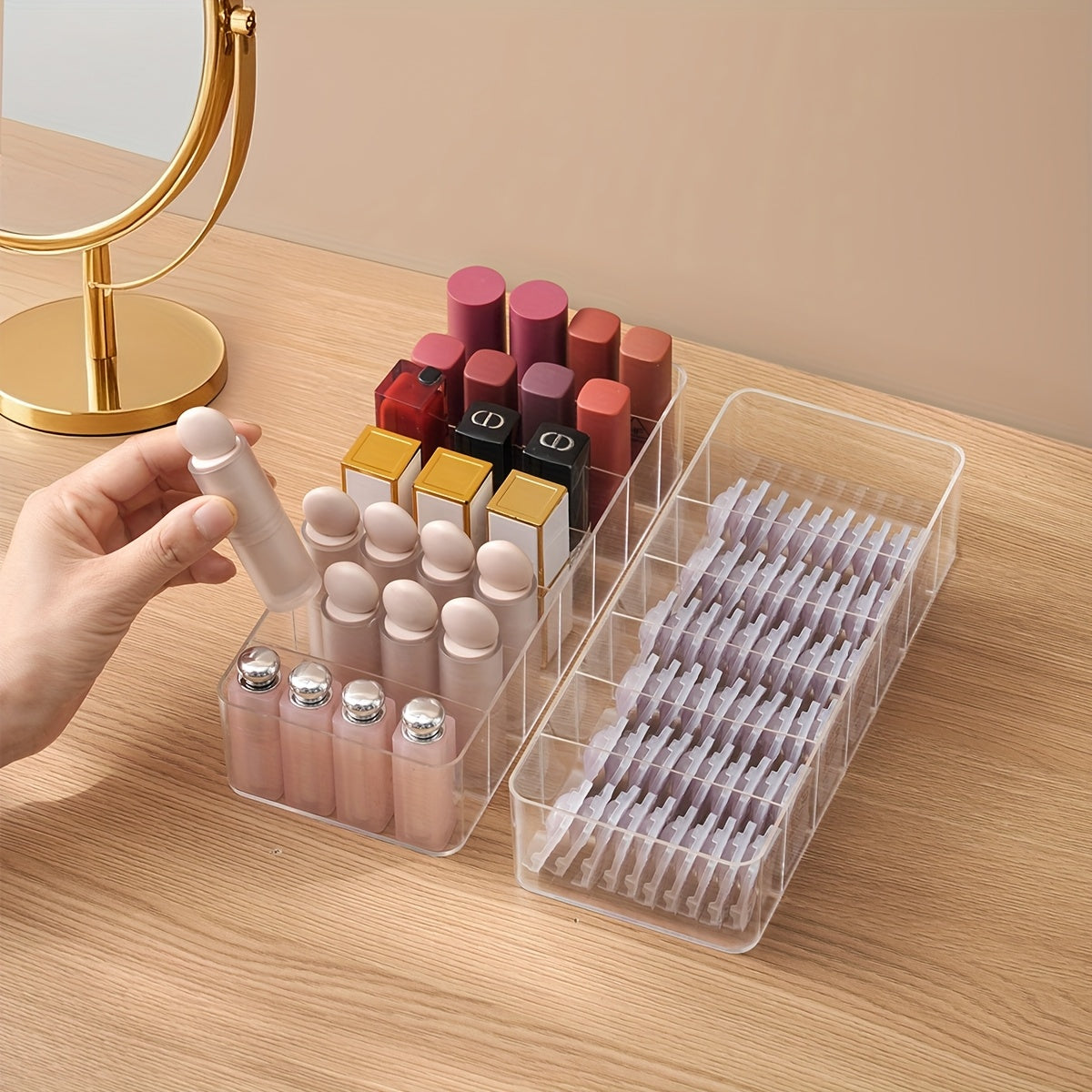 Clear Plastic 7-Compartment Lipstick Organizer