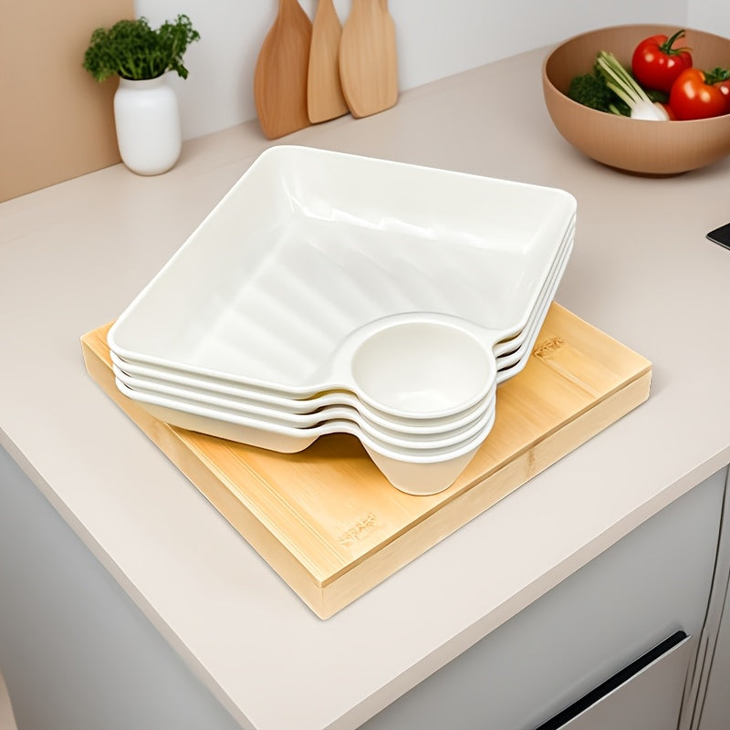 Non-Breakable Microwave & Dishwasher-Safe Divided Snack Plates (Pack of 4)