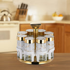 Clear Glass Rotating Multi-Hole Spice Jar Set (8-Piece)