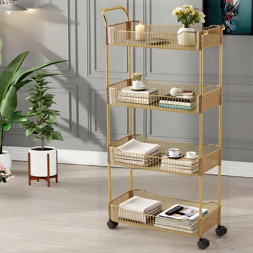 Ultra-Thin Plastic Rolling Storage Cart (3- or 4-Layer)
