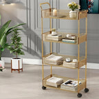 Ultra-Thin Plastic Rolling Storage Cart (3- or 4-Layer)