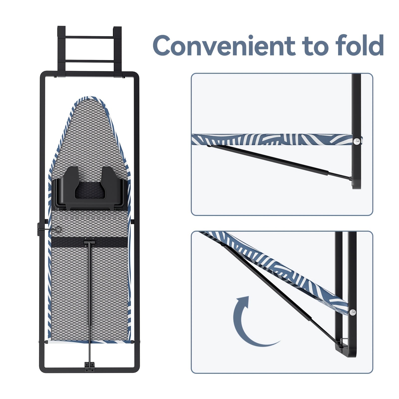 Space-Saving Heat-Resistant Fold-Down Ironing Board (Over-Door)