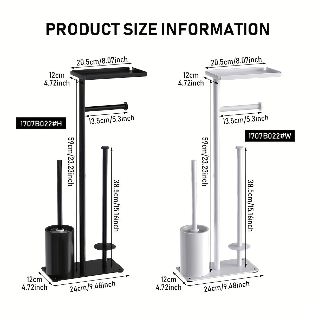 Wrought Iron Freestanding Toilet Paper Holder (No-Drill)