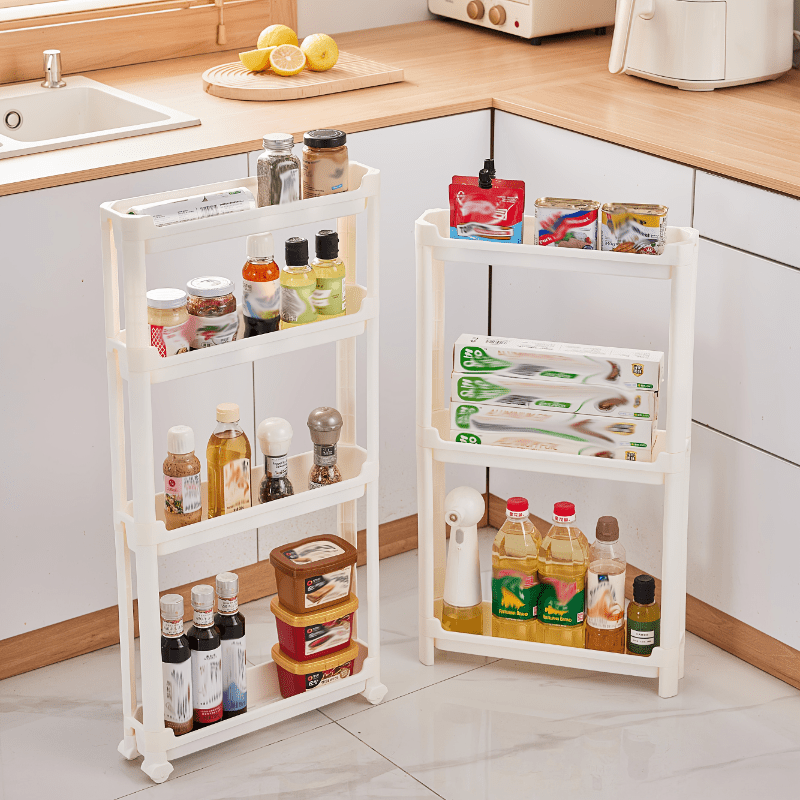 Slim Narrow-Slot Rolling Storage Cart (3–4 Tiers)