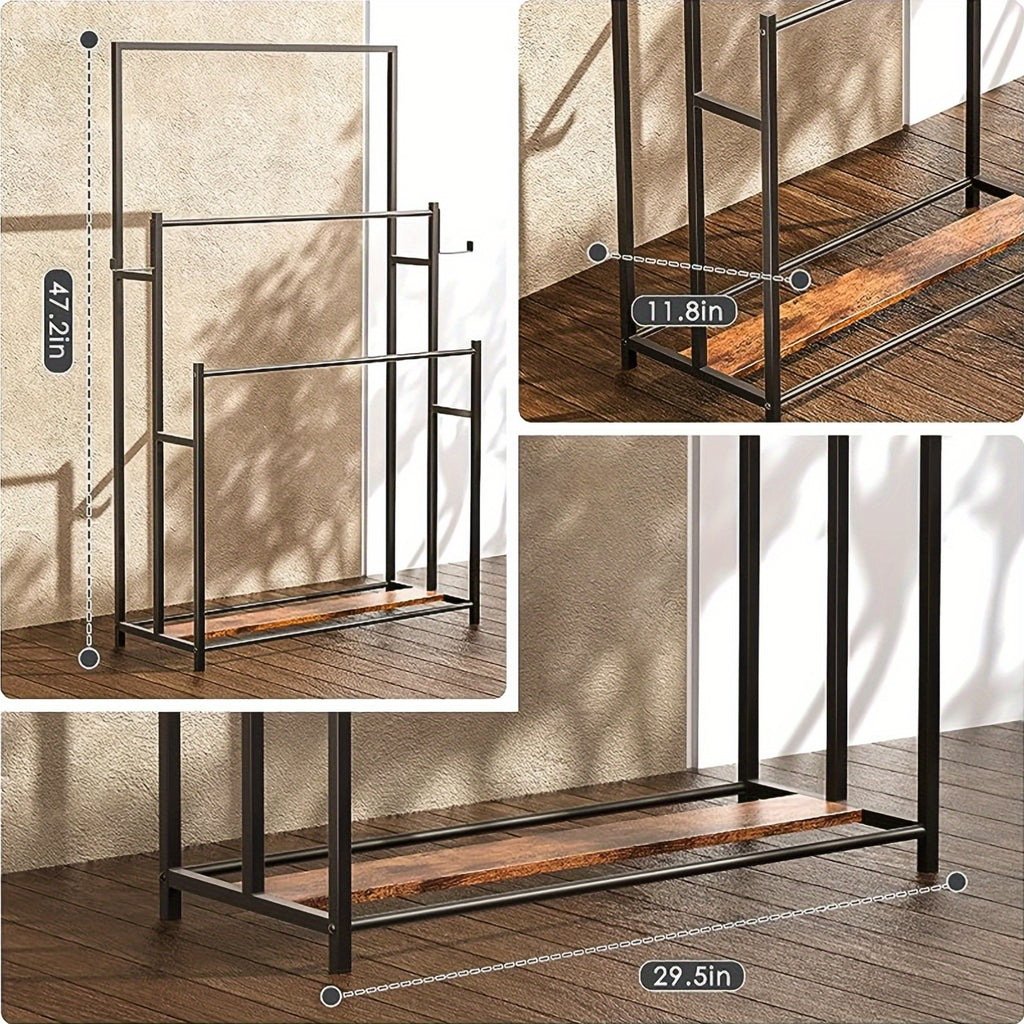 Freestanding Rustic Iron Towel Rack (3-Tier)