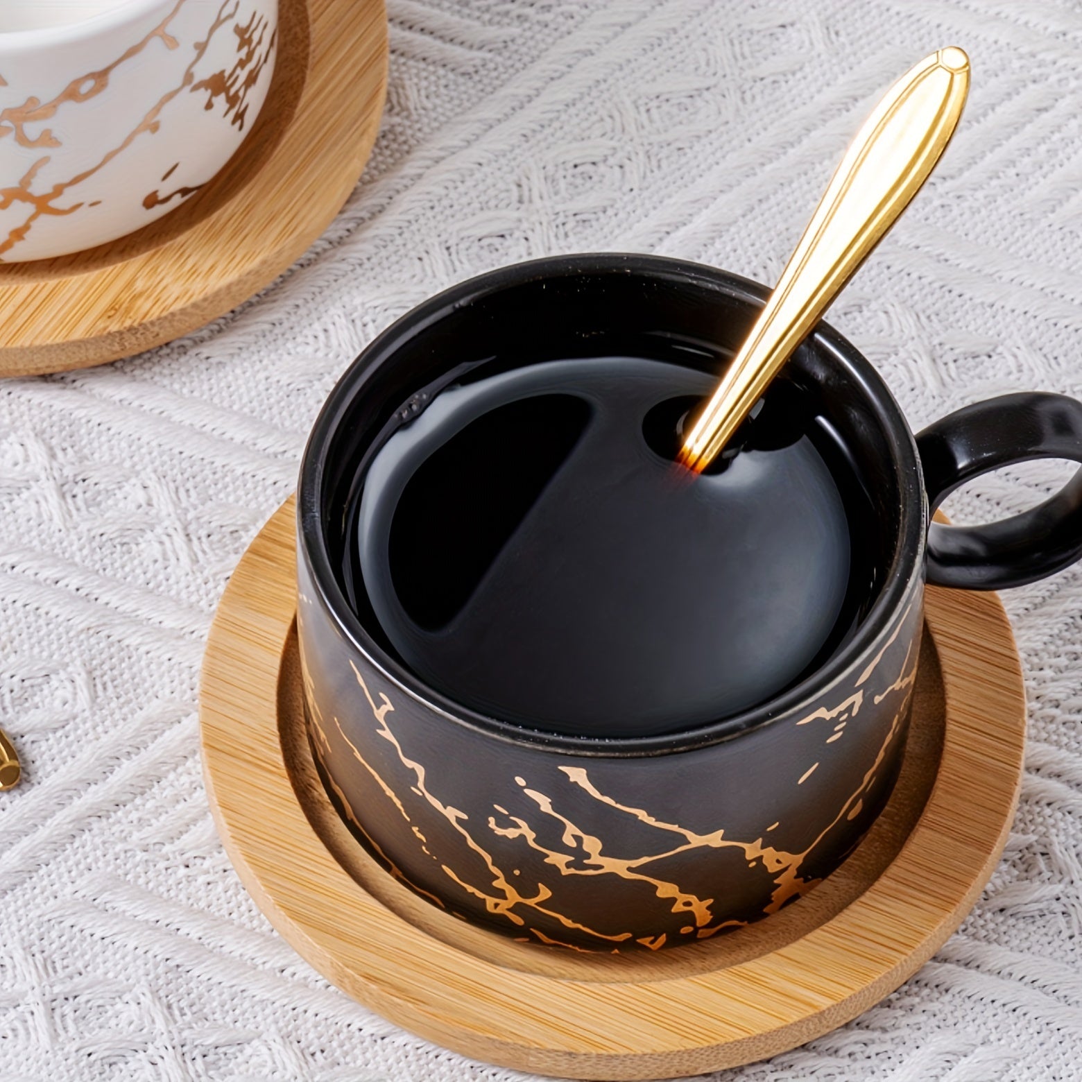 Stackable Marble Ceramic Coffee Cups (Set of 4)