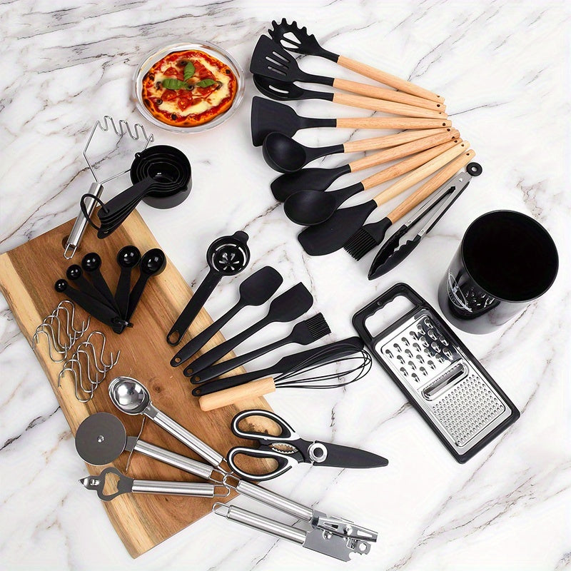 Heat-Resistant Silicone & Dishwasher-Safe Utensil Set (37/44 Pcs)
